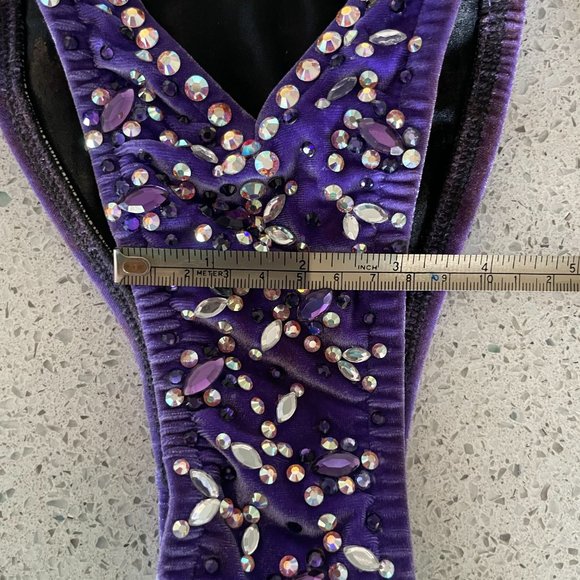 NPC Figure Suit - Purple Velvet & Clear Crystals - C/D Cup & Size 4 Bottom - Picture 3 of 5